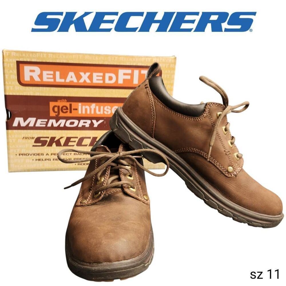 Skechers Segment Rilar Brown Leather Loafers Casual Shoes in Original Box